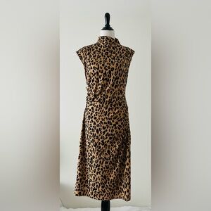 Nine West M cap sleeve Leopard Print Dress